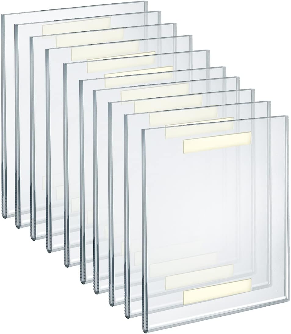 Self Adhesive Clear Acrylic Wall Sign Holder Frame 10-Pack
