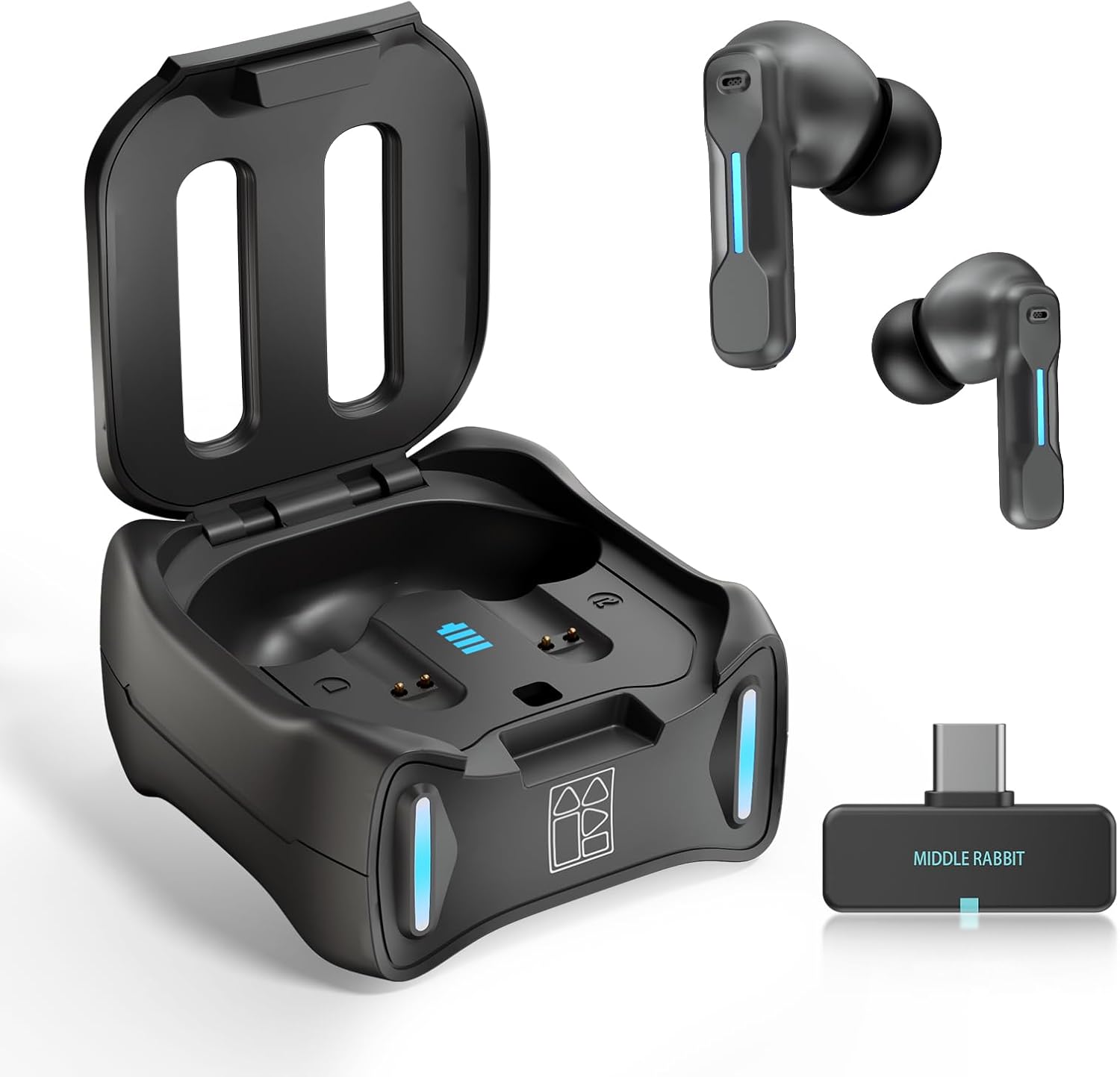 SW4 Wireless Gaming Earbuds - 2.4G & Bluetooth - Low Latency - Built-in Mic - Middle Rabbit