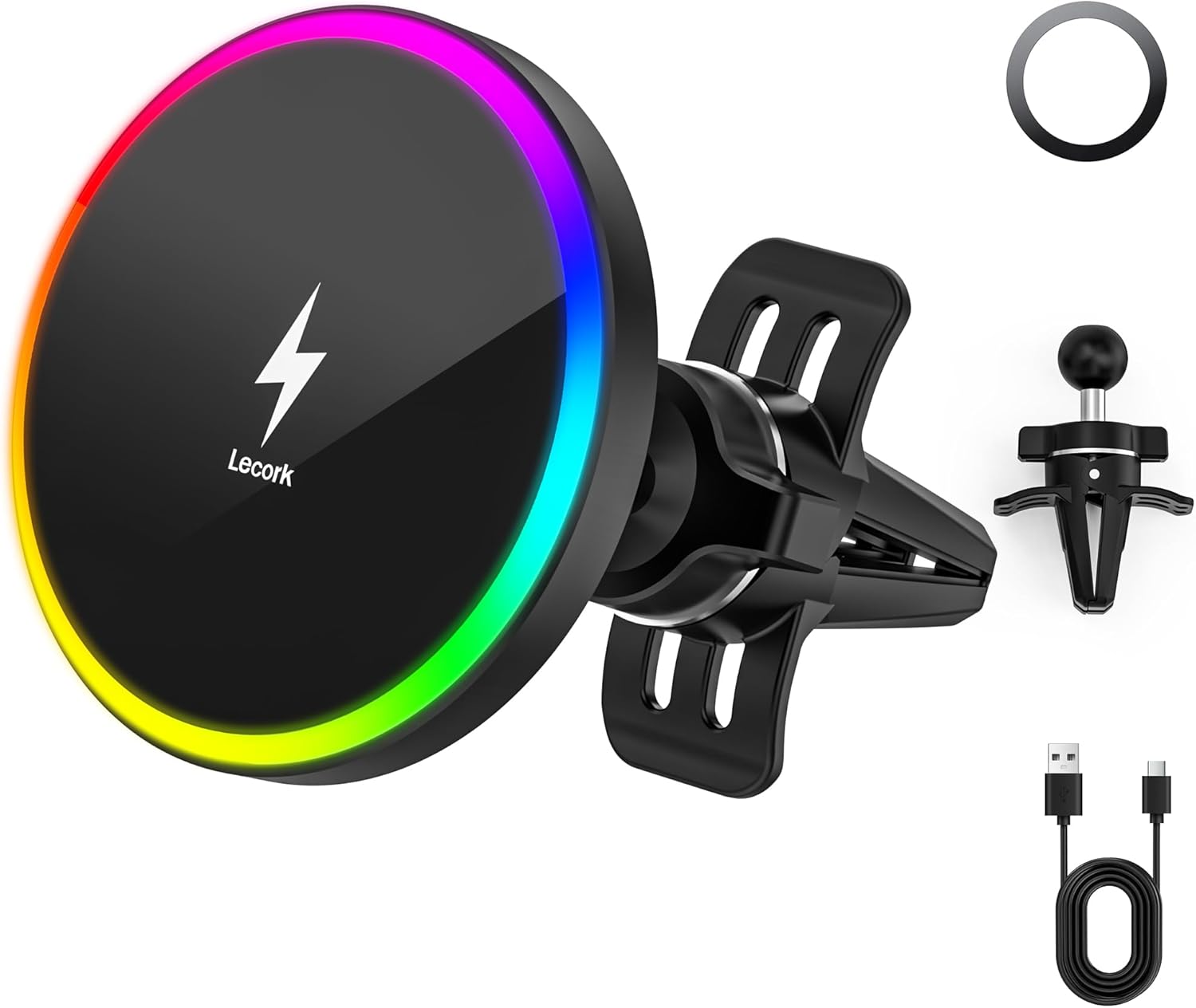 15W Magnetic Wireless Car Charger - Fast Charging for iPhone/Samsung - Lecork