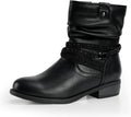 VJH confort Women's Mid Calf Boot Round Toe Low Heel - Comfortable can