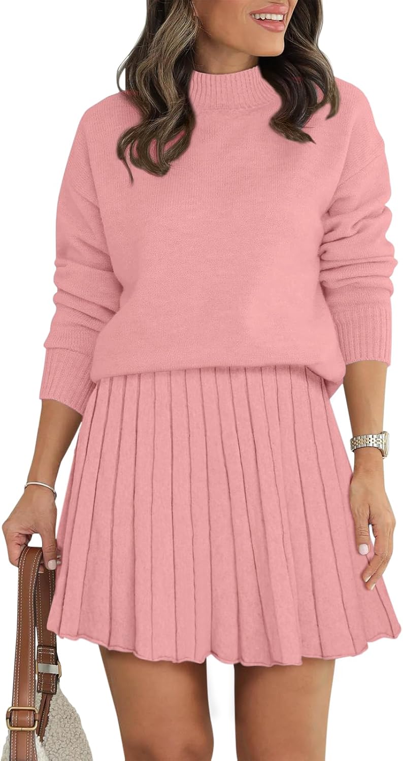 Women's Two Piece Outfits Turtleneck Long Sleeve Sweater Set