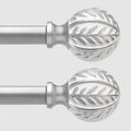 2 Pack Silver Curtain Rods 36-88 in Adjustable Heavy Duty Window Rods