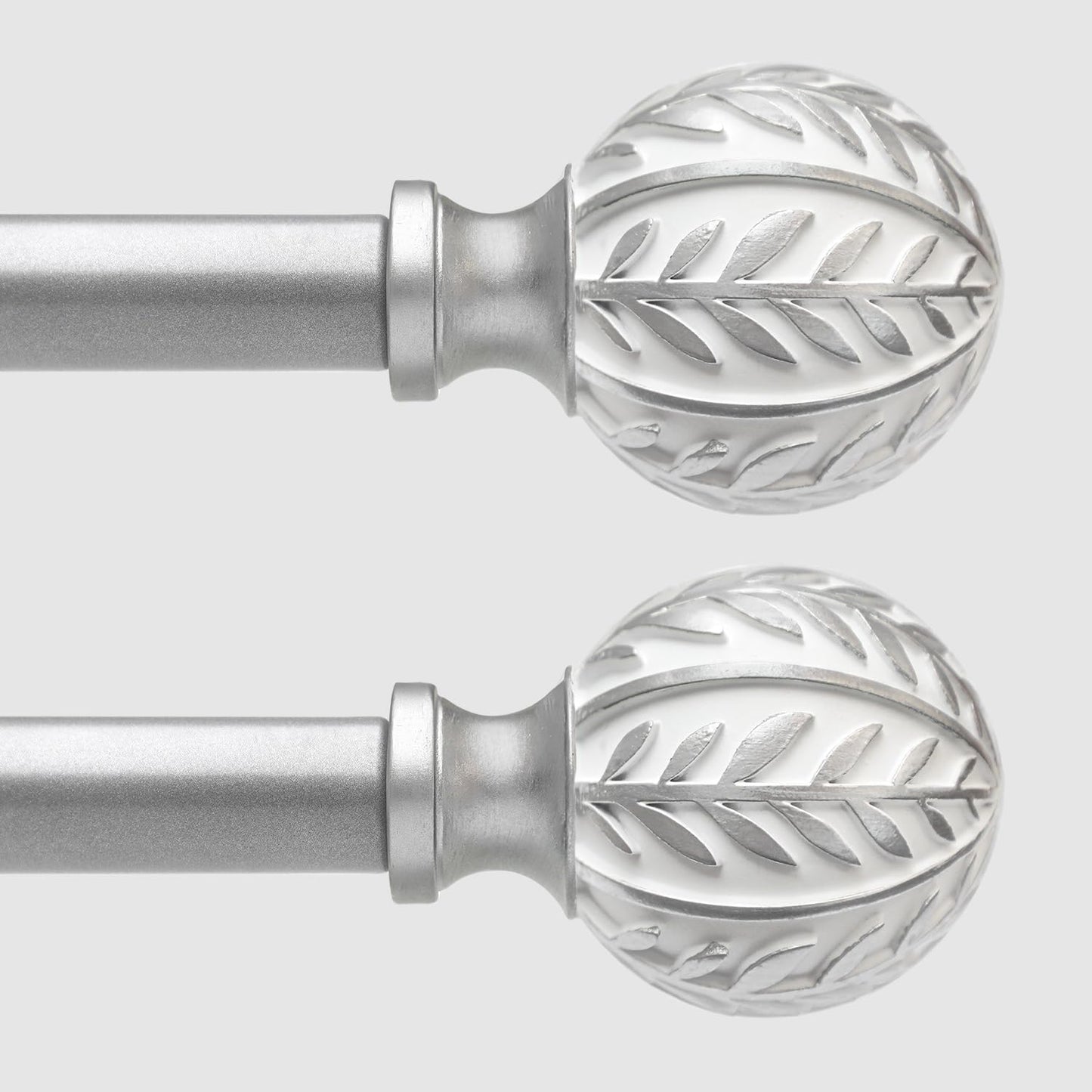2 Pack Silver Curtain Rods for Windows 48 to 84 inch Adjustable