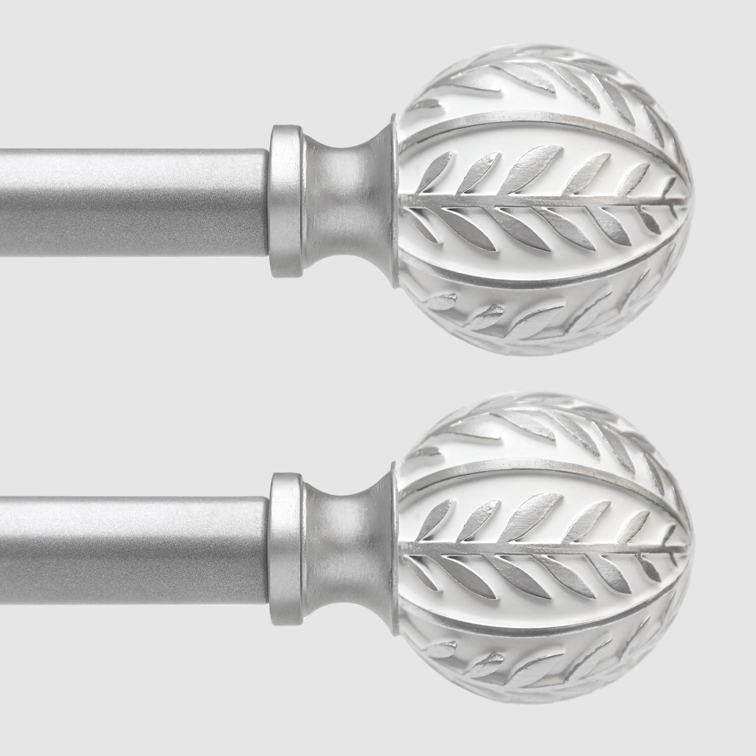2 Pack Silver Curtain Rods for Windows 48 to 84 inch Adjustable