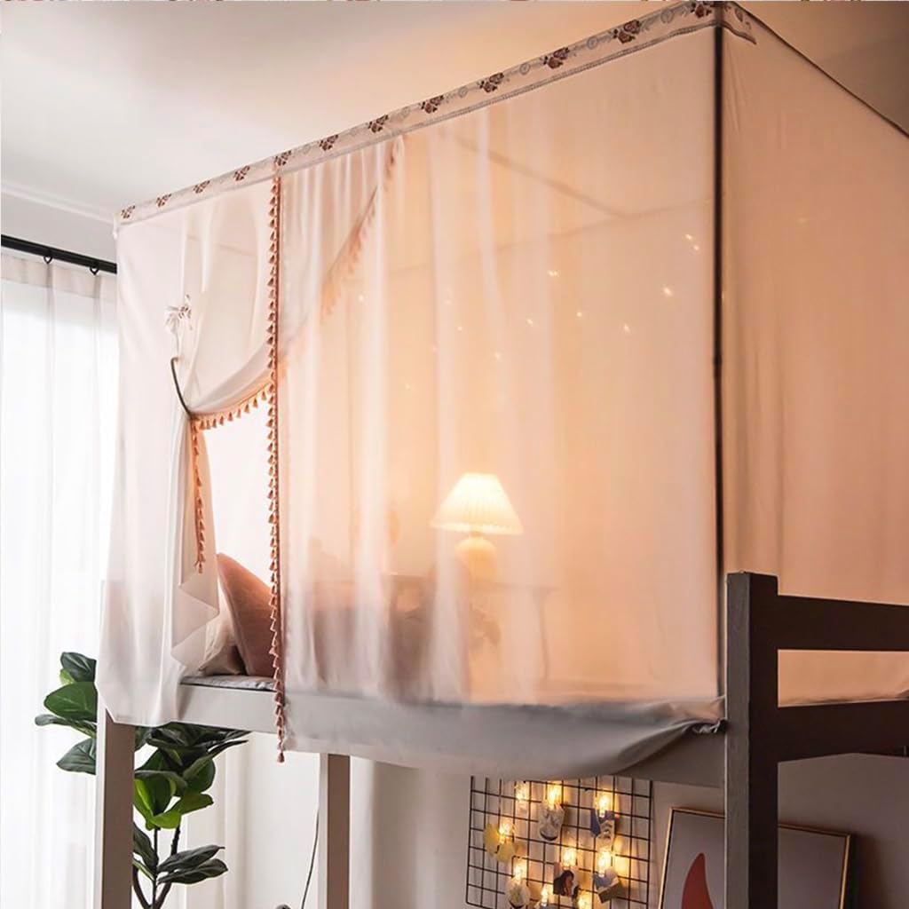 Embroidered Mosquito Net for Cozy Twin Dorm Bed