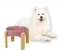 Elevated Slow Feeder Dog Bowl - Raised Ceramic Maze for Safer Eating