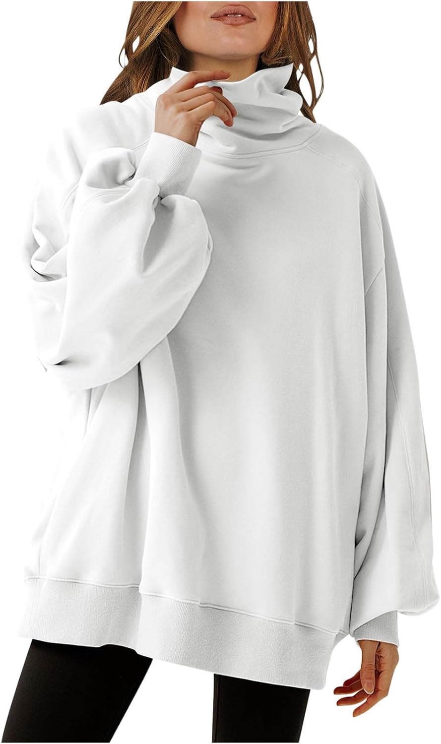 Womens Oversized Turtleneck Sweatshirt for Casual Comfort