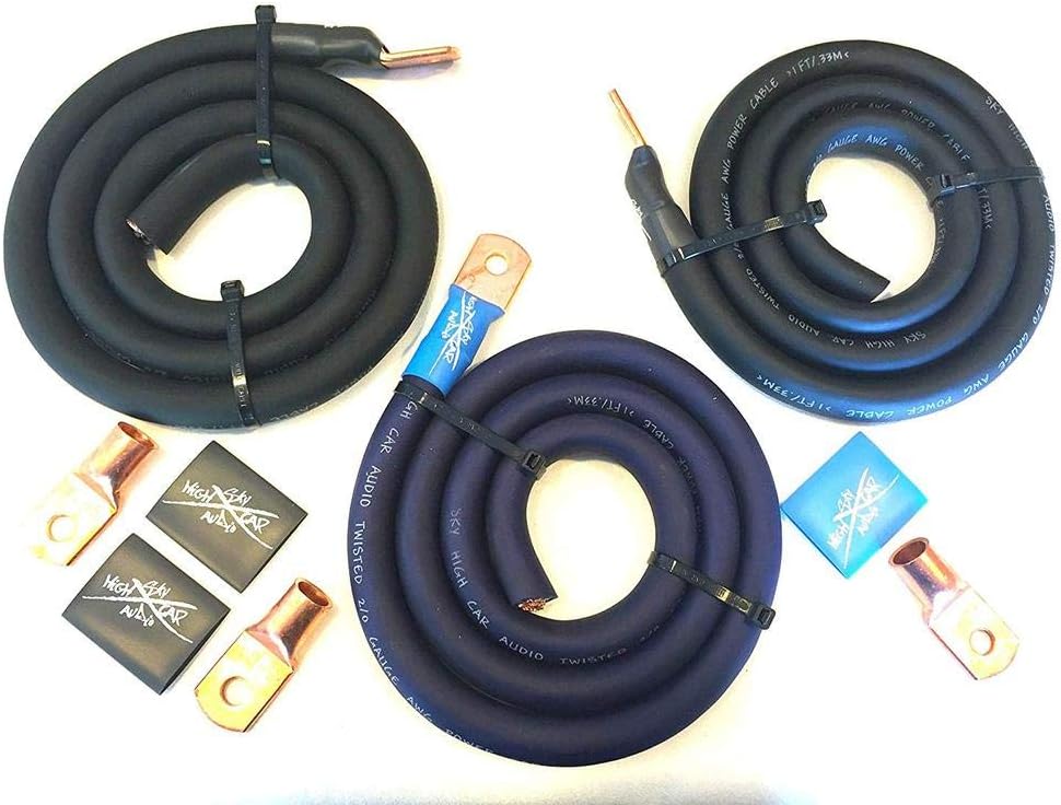 Sky High Oversized 1/0 Gauge OFC AWG Big 3 Upgrade Wiring Kit