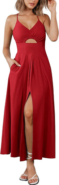Summer Spaghetti Strap Midi Dress - Flowy Cutout Maxi Dress