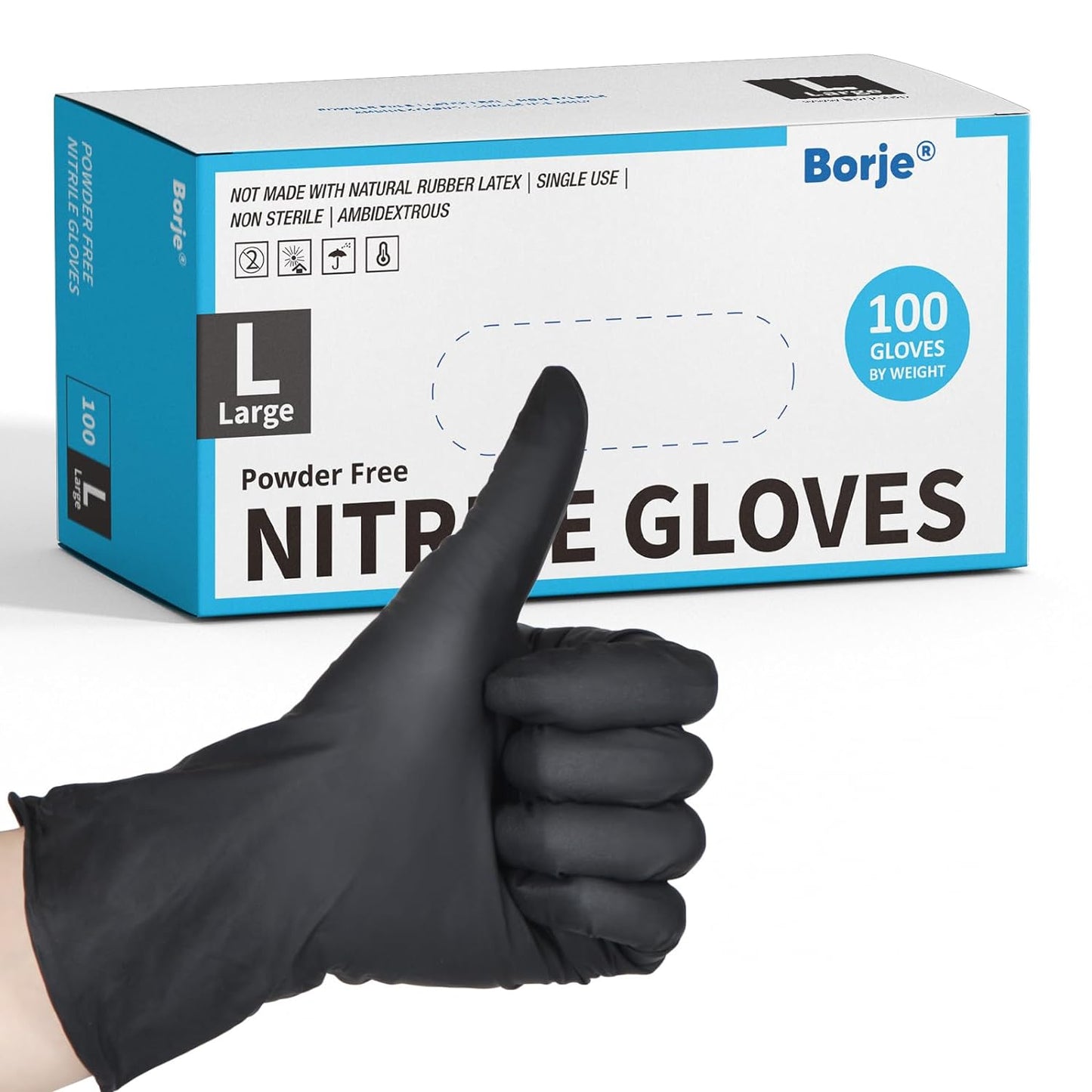 Borje Black Nitrile Gloves: Medical-Grade Protection