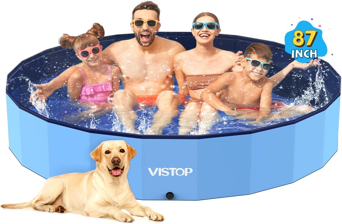 VISTOP Jumbo Foldable Dog Pool for Pets and Kids Fun