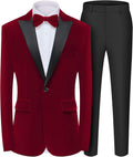Men's Velvet Tuxedo Suit Peak Lapel One Button Slim Fit