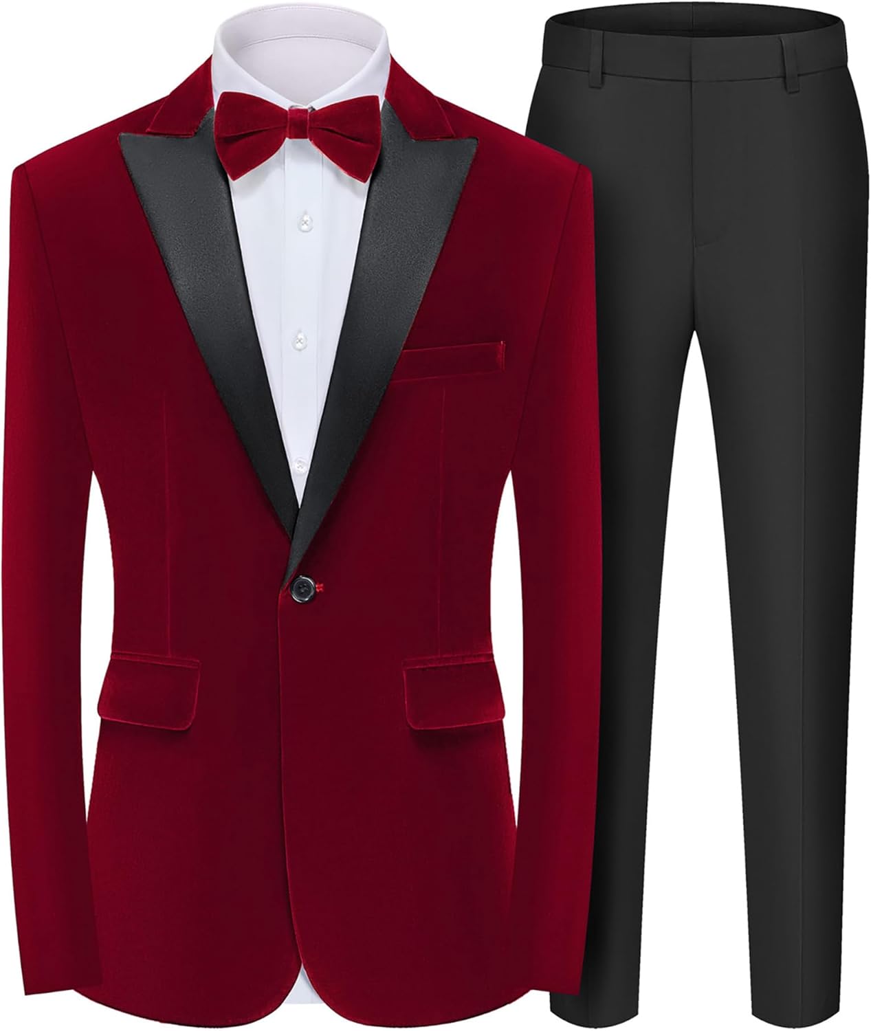 MAGE MALE Men's Velvet Suit Tuxedo Blazer & Pants for Events