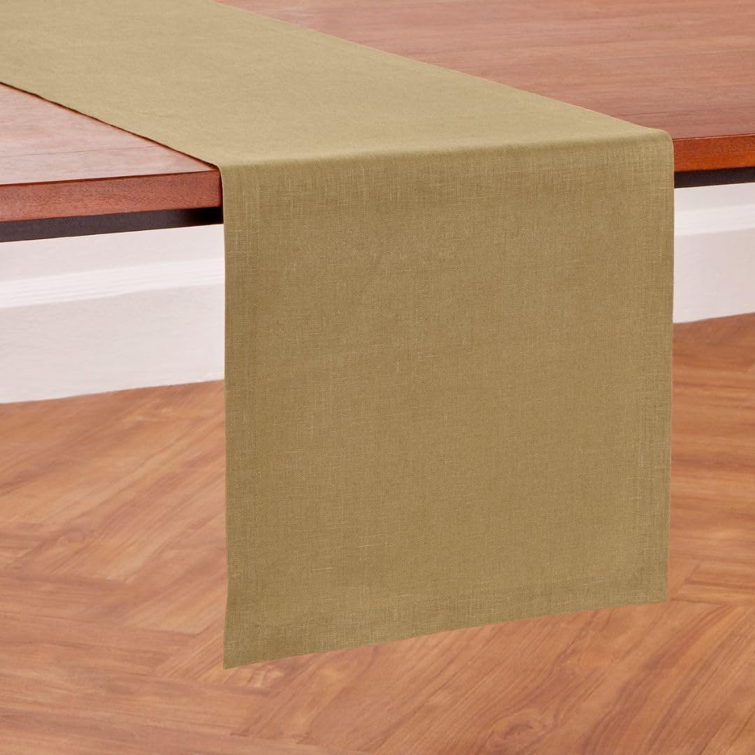 100% Pure Linen Kelp Table Runner for Elegant Fall Decor