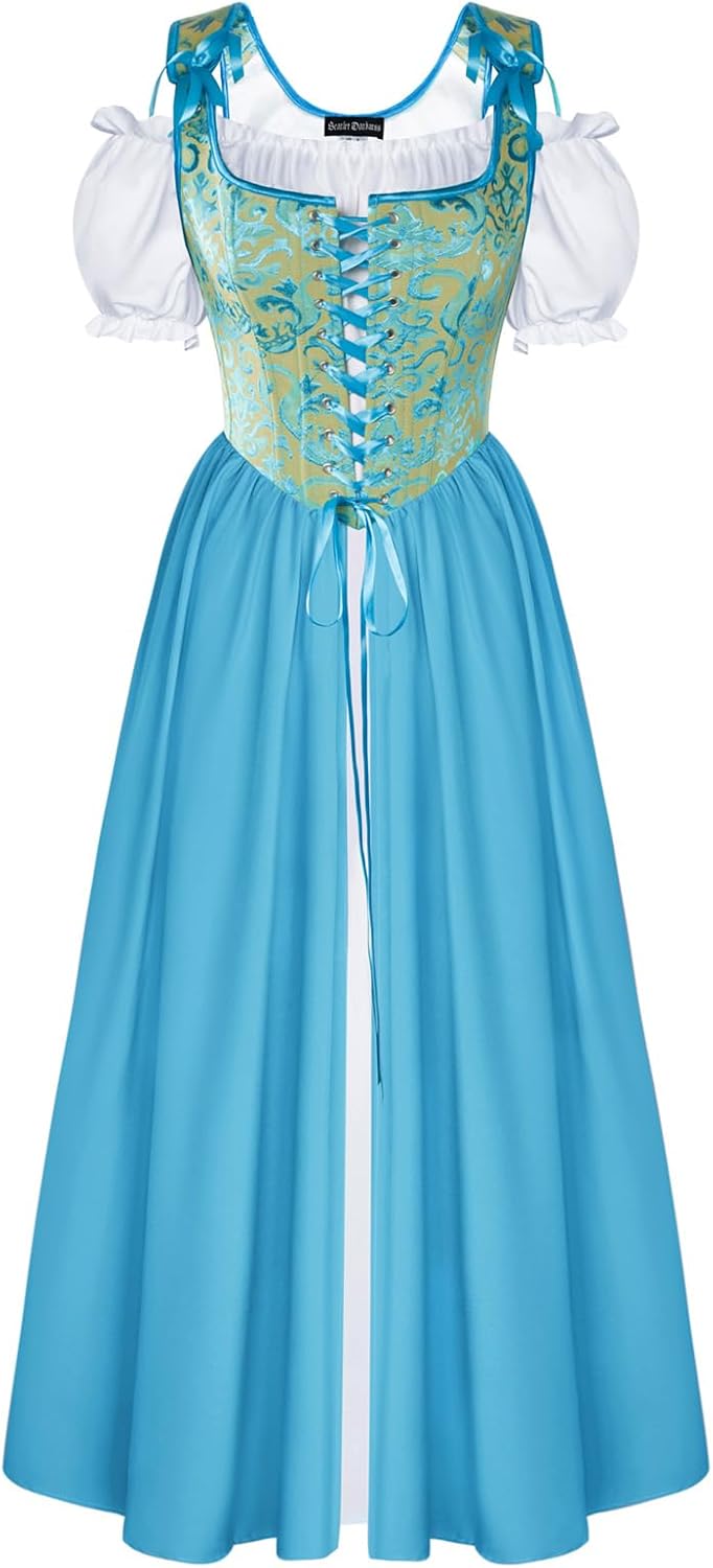 Scarlet Darkness Renaissance Costume Women Medieval Corset Dress