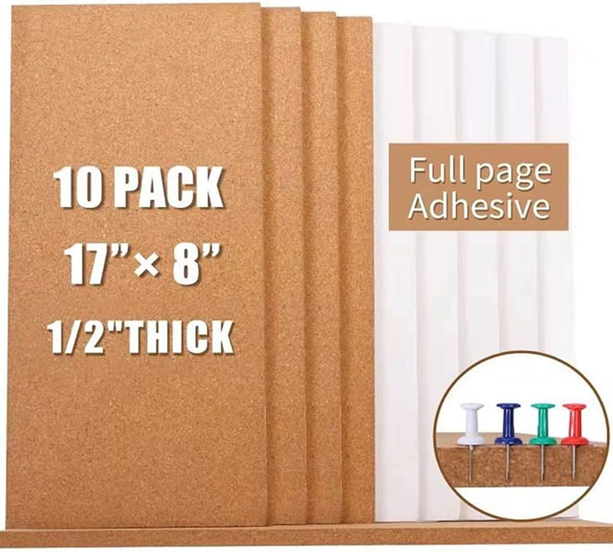 Cork Bulletin Board Tiles for Home Office Decor - 10 Pack