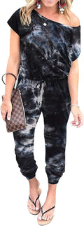 PRETTYGARDEN Off Shoulder Jumpsuit for Women - Comfy Dressy Romper One