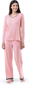 Fruit of the Loom Women's Long Sleeve Tee and Pant 2 Piece Sleep Set