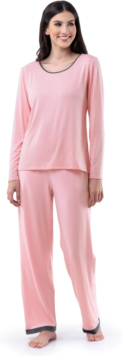 Fruit of the Loom Women's Long Sleeve Tee and Pant Sleep Set
