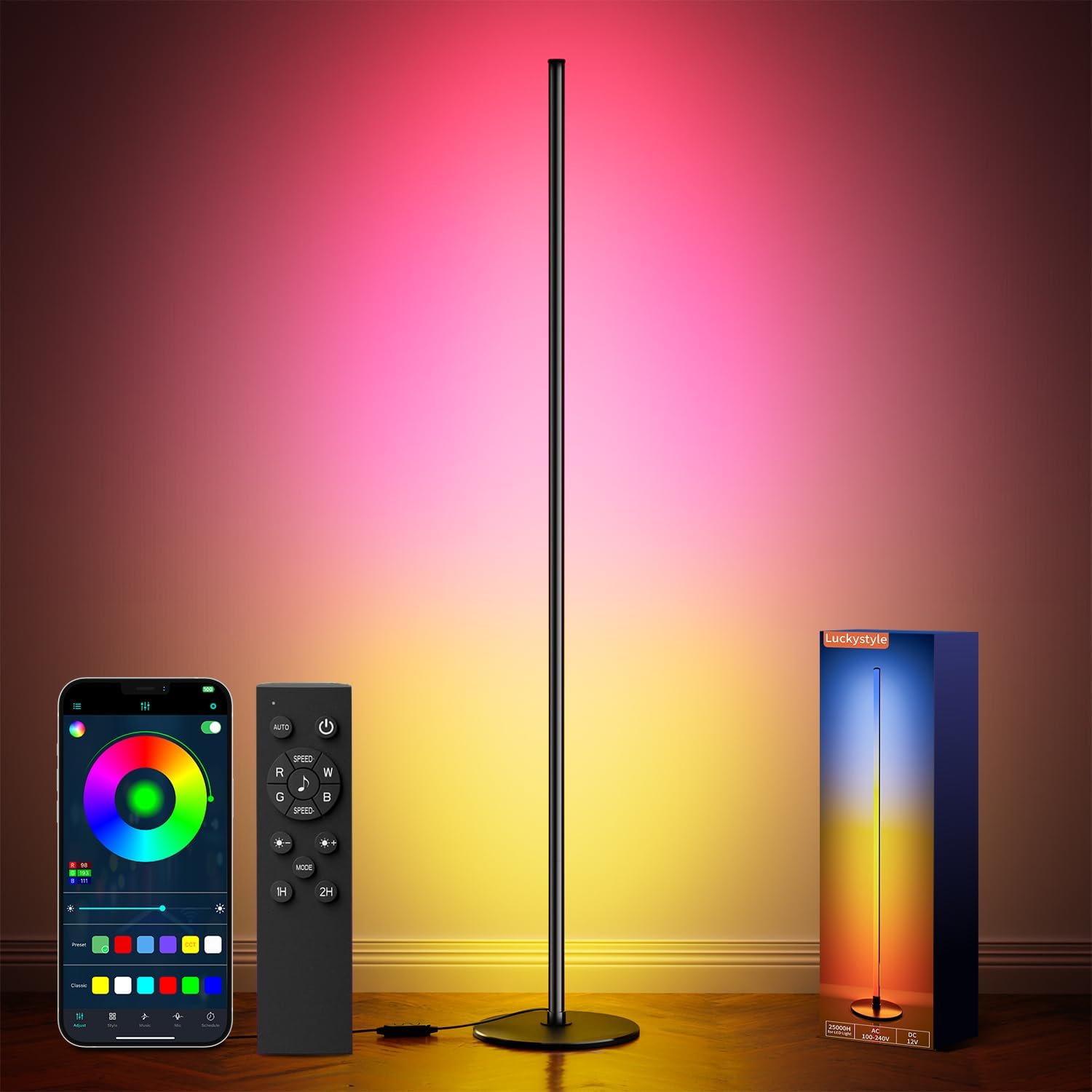 Smart RGB Corner Floor Lamp for Ambient Lighting and Music