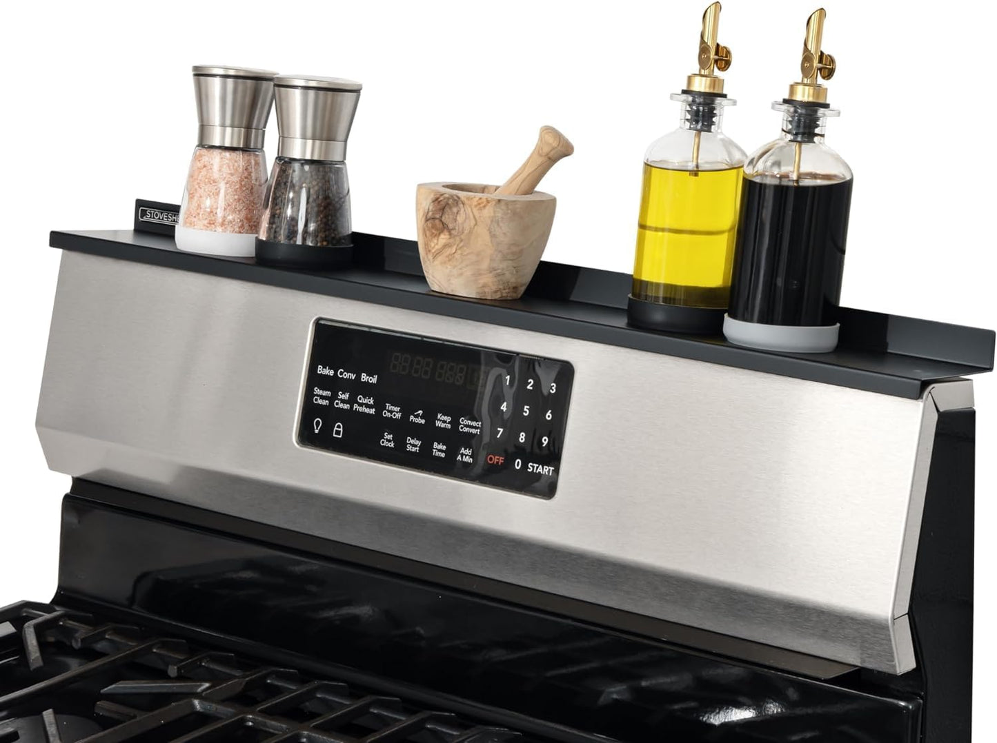 StoveShelf 30in Black Magnetic Shelf for Kitchen Storage Solution