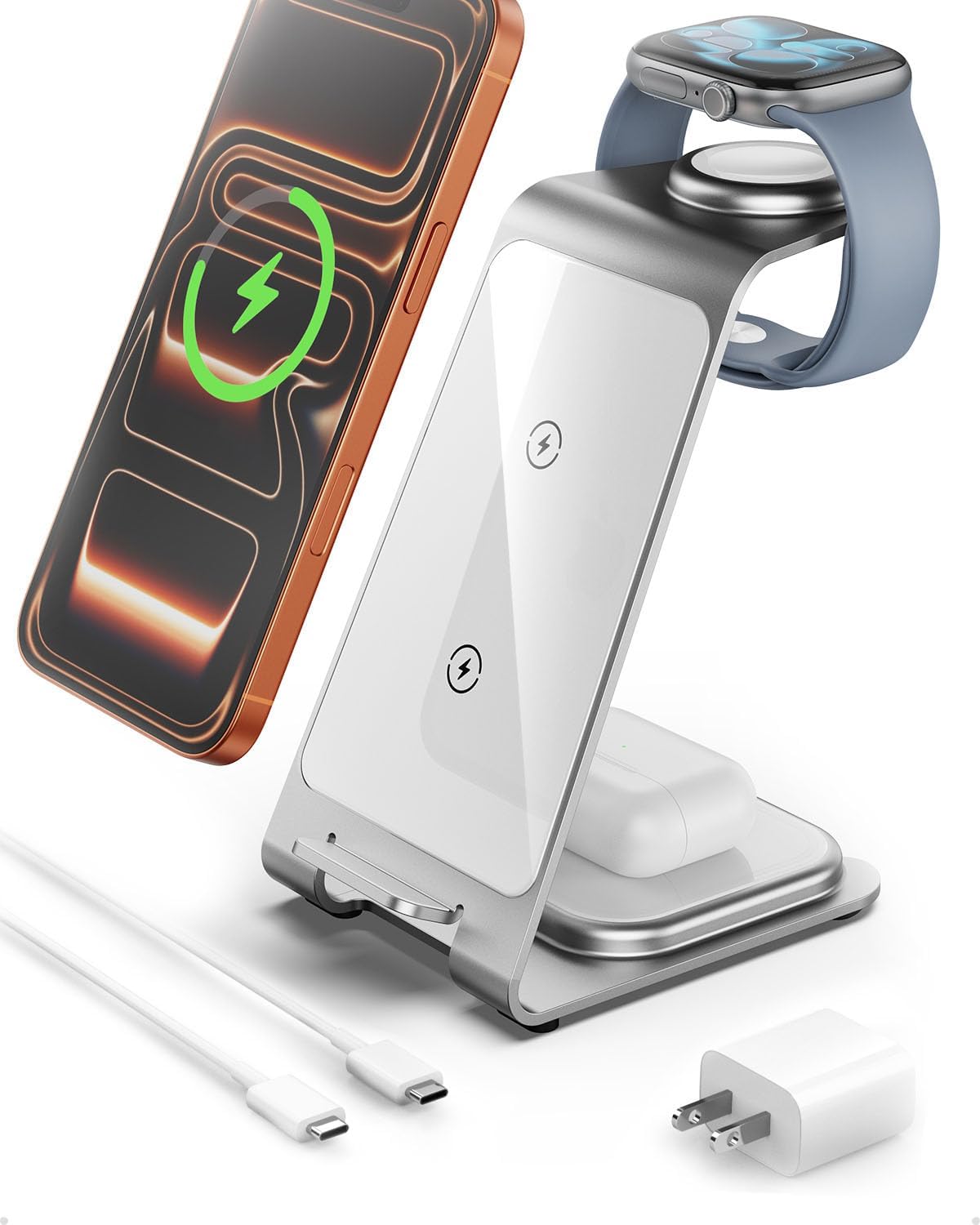 Intoval 3 in 1 Wireless Charging Station for iPhone and Apple Watch