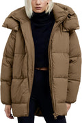 Womens Hooded Quilted Puffer Jacket Mid-Length - Warm, Layerable