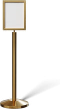 Pedestal Standing Floor Sign Frame 11 x 14 in - Satin Brass