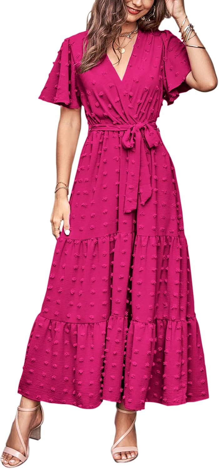MASCOMODA Womens Summer Swiss Dot Maxi Dress for Every Occasion