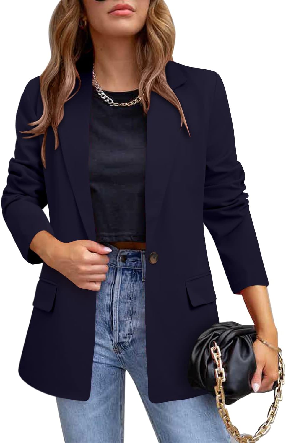 CRAZY GRID Womens Casual Blazer Jacket for Stylish Office Wear