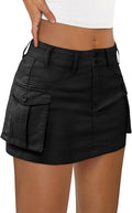 Women Denim Cargo Mini Skirt - Stretchy Low Waist Y2K Style