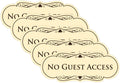 No Guest Access Wall or Door Sign - Large 5 Pack - Durable Ivory/Dark