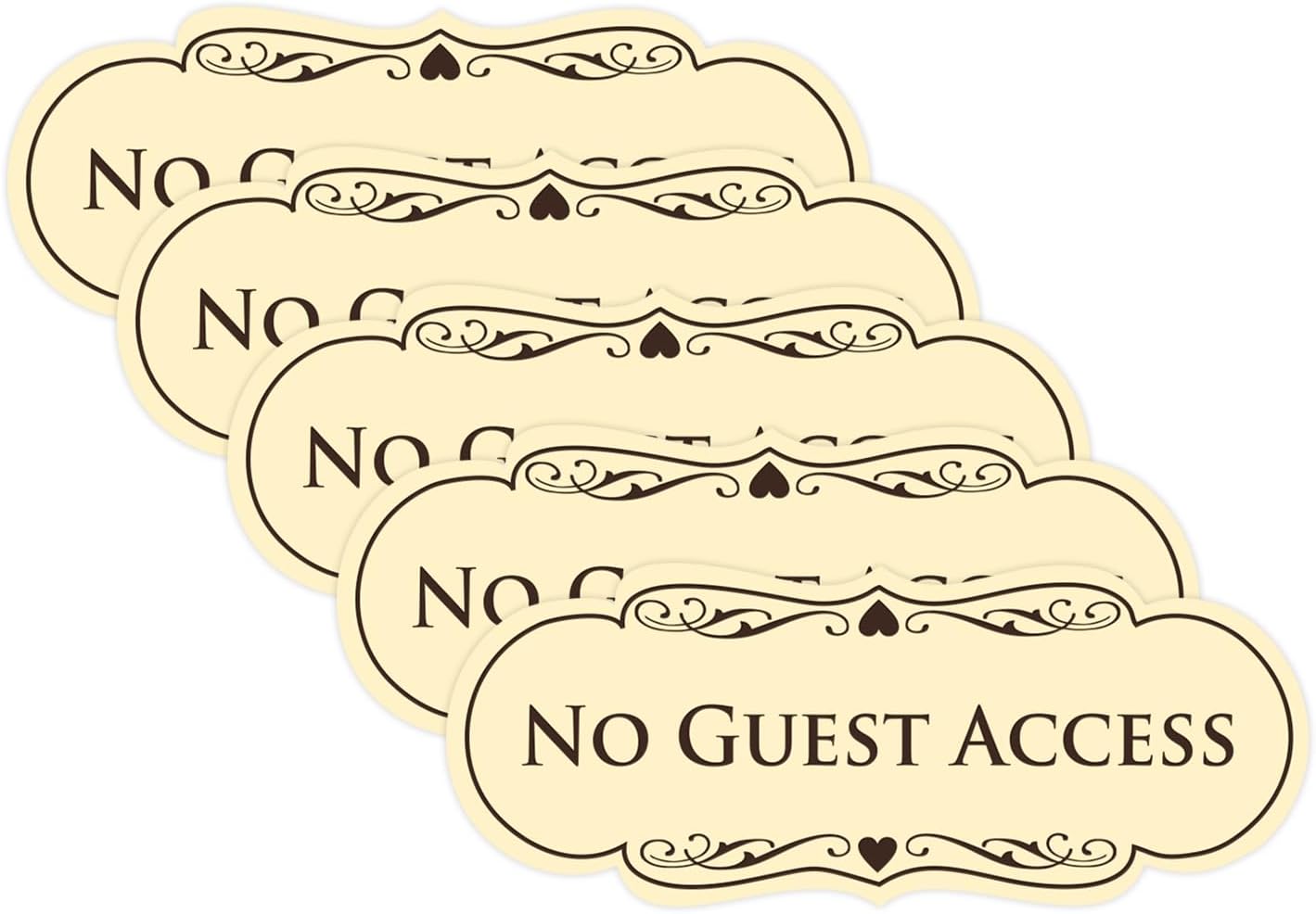 No Guest Access Wall or Door Sign - Durable Plastic 5 Pack