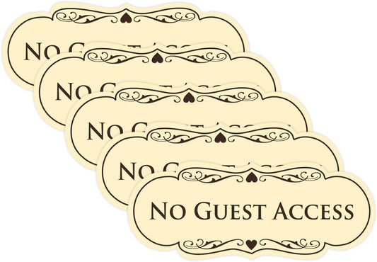 No Guest Access Wall or Door Sign - Durable Plastic 5 Pack