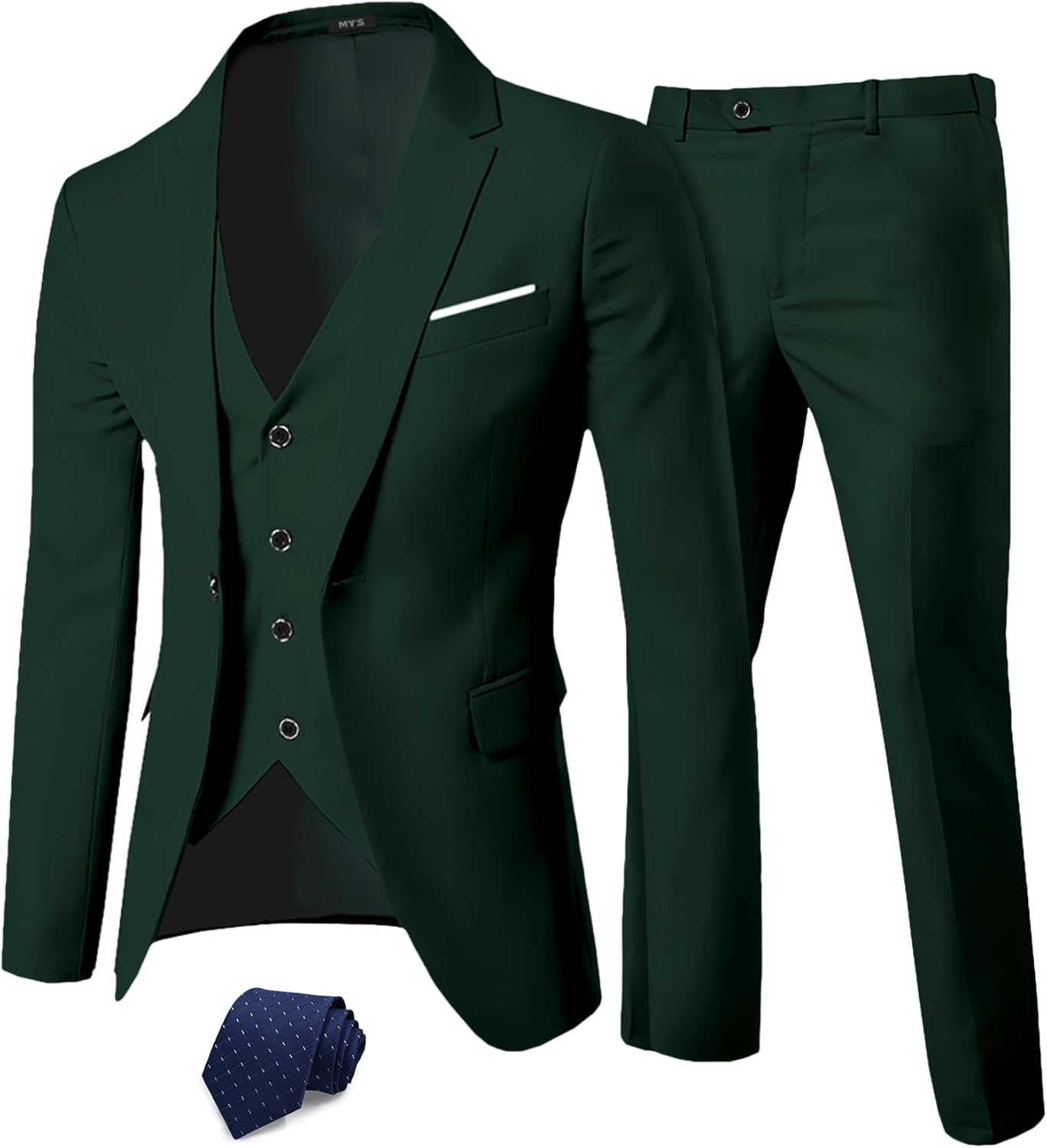 MY'S Men's 3 Piece Suit Set with Tie for Weddings and Parties