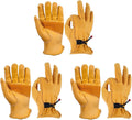 OZERO Leather Work Gloves for Men Large - Durable Cowhide 3-Pack