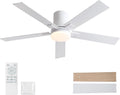 52 Inch Ceiling Fans with Lights and Remote - Low Profile 6-Speed DC