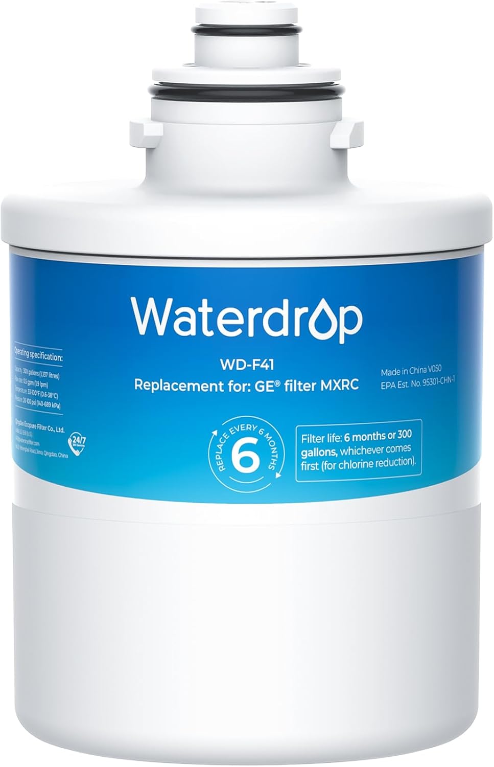 Waterdrop MXRC Replacement Water Filter for GE Models 46-9905