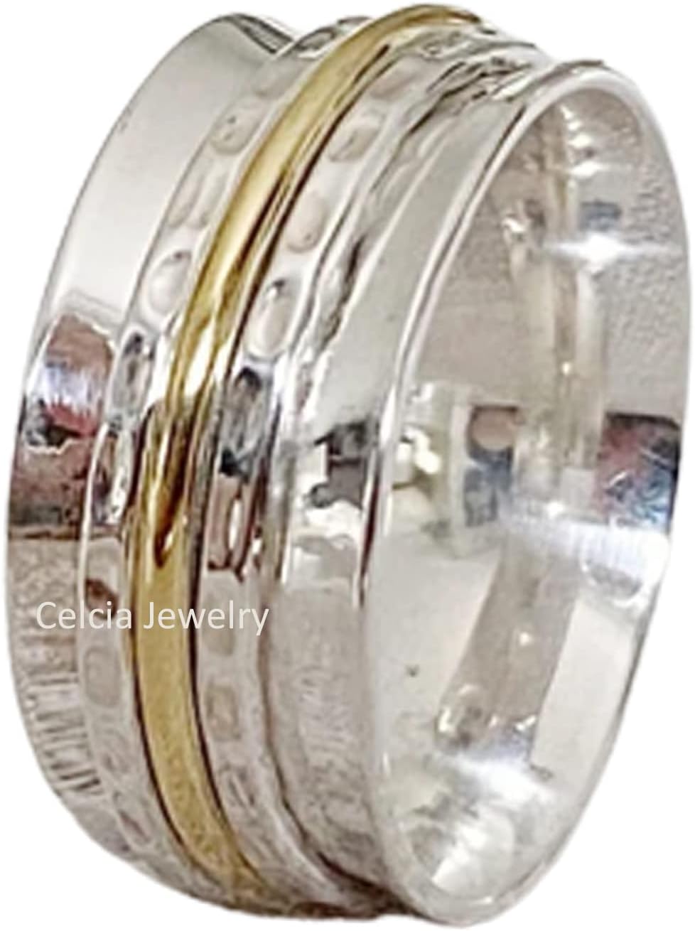 Natural 925 Sterling Silver Spinner Ring for Meditation and Fidgeting