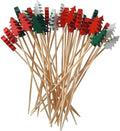 Festive Christmas Tree Cocktail Picks - 100pcs Bamboo Skewers