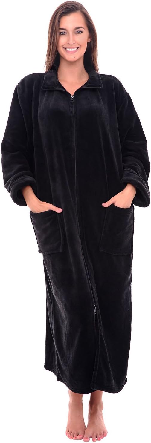 Plush Zipper Robes for Plus Size Women by Alexander Del Rossa