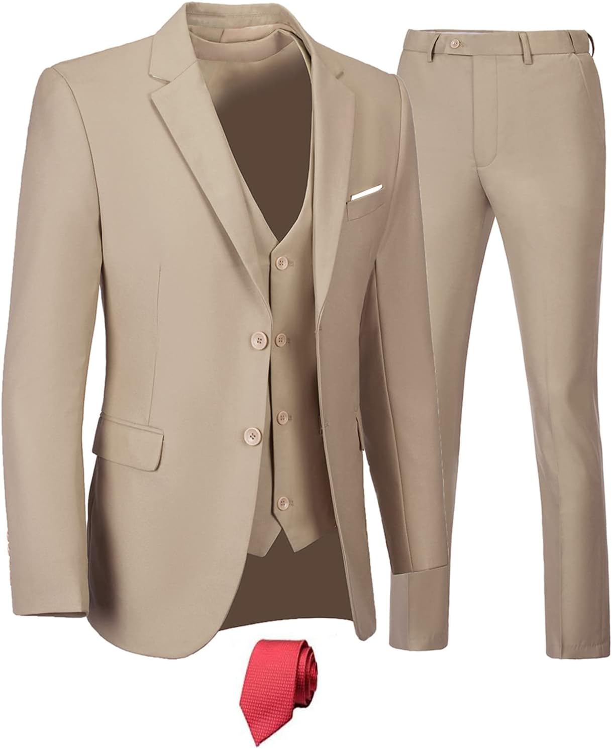 Furuyal Men's Slim Fit 3 Piece Suit Set for Weddings and Business