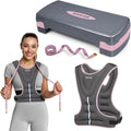Adjustable Height Aerobic Stepper Set with Weighted Vest - Compact