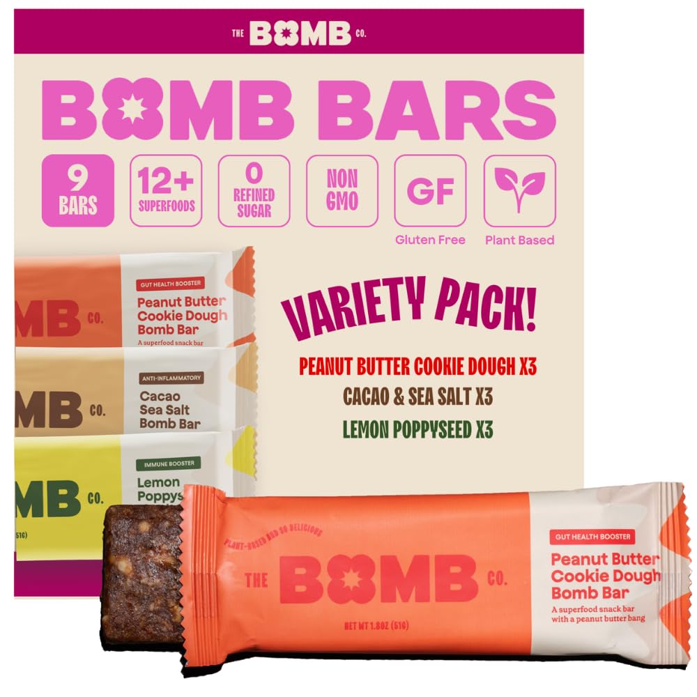 Bomb Bars Variety Pack - Healthy Plant Based Superfood Snacks