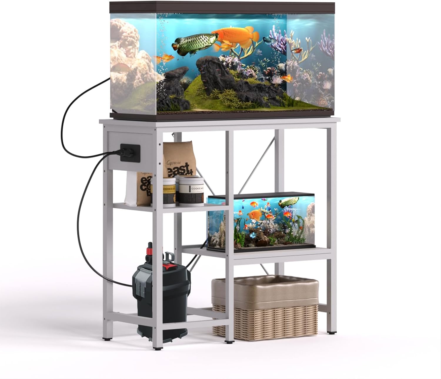 20-29 Gallon Fish Tank Stand with Power Outlet & LED Light