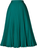 High Elastic Waist Pleated Chiffon Skirt Midi A-line - Flattering