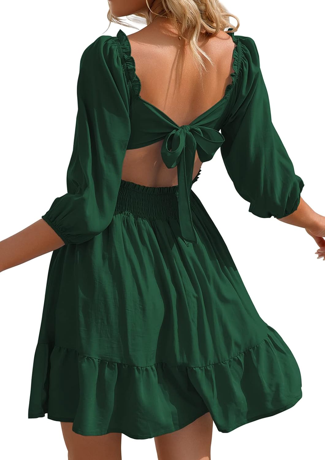 Phortric Womens Summer Tie Back Dress for Casual Elegance