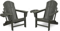 Folding Adirondack Chair Set of 2 - Weather Resistant Foldable Patio