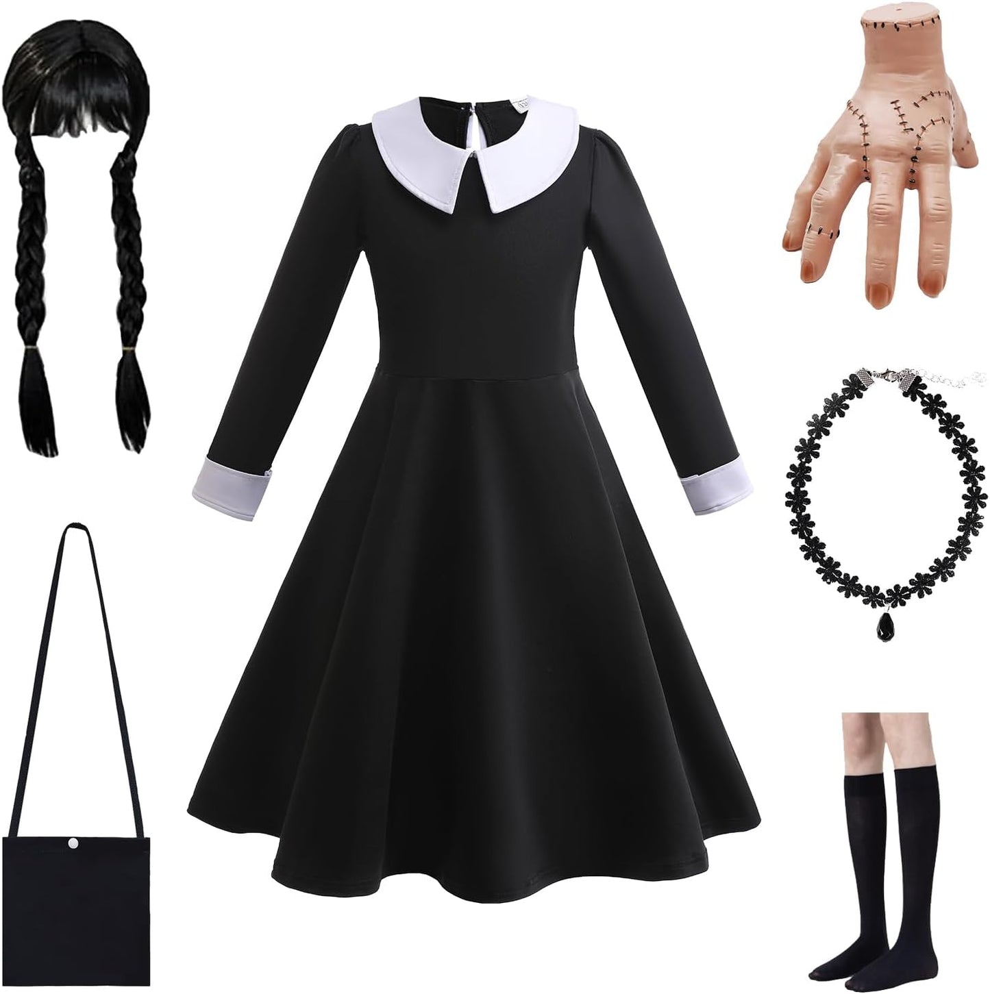 Halloween Cosplay Costume Girls Dress with Wig and Accessories