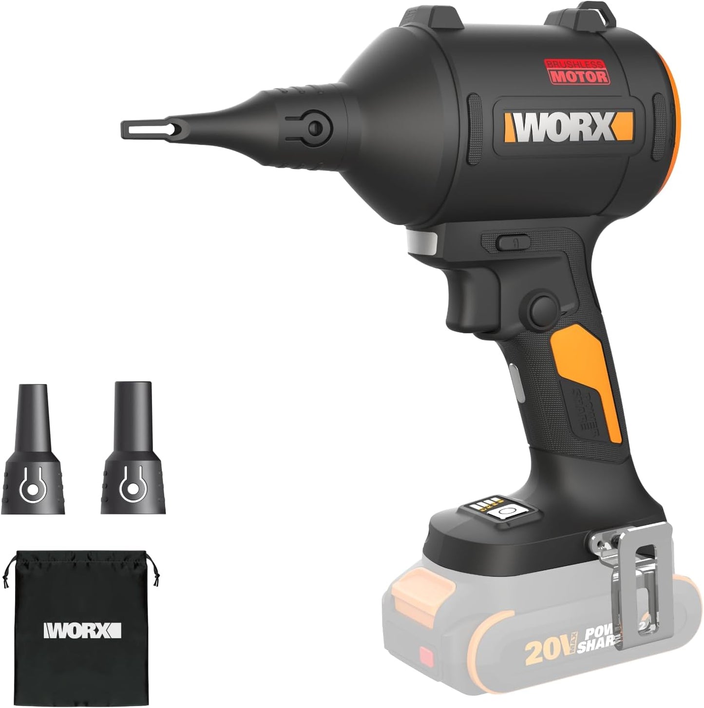 WORX Cordless Blower/Inflator: High Speed 470 MPH Dust Cleaner